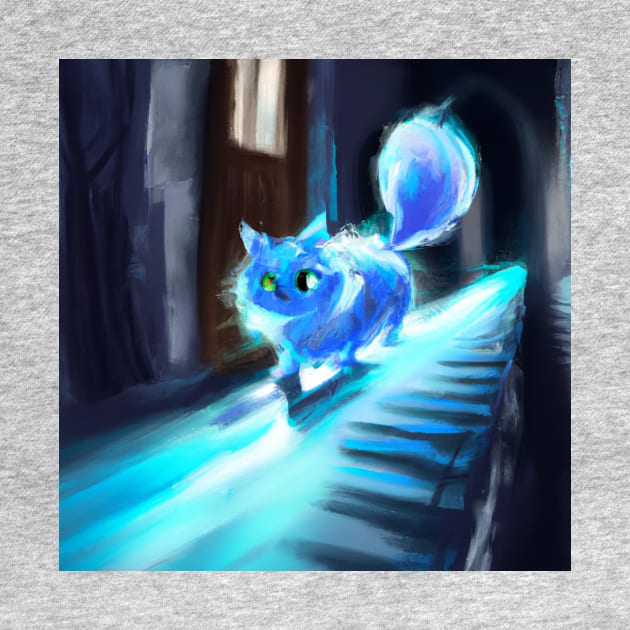 Fluffy Blue Cat Imagines this Long Hallway is a Piano by Star Scrunch